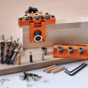 Dowel Jig Kit 3-in-1 Adjustable Drilling Jig Aluminum Alloy Dowel Drill Guide Locator Puncher for Carpenter Tools