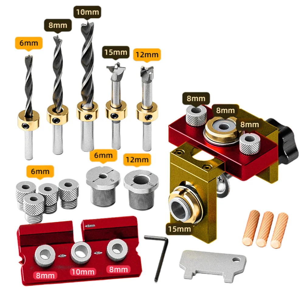 Woodworking 3 In 1 Doweling Jig Kit -Adjustable Wood Dowel Punch Locator Aluminum Pocket Hole Jig, Cabinet Hole Drill Guide Tool - Image 9