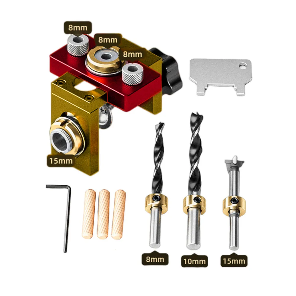 Woodworking 3 In 1 Doweling Jig Kit -Adjustable Wood Dowel Punch Locator Aluminum Pocket Hole Jig, Cabinet Hole Drill Guide Tool - Image 13