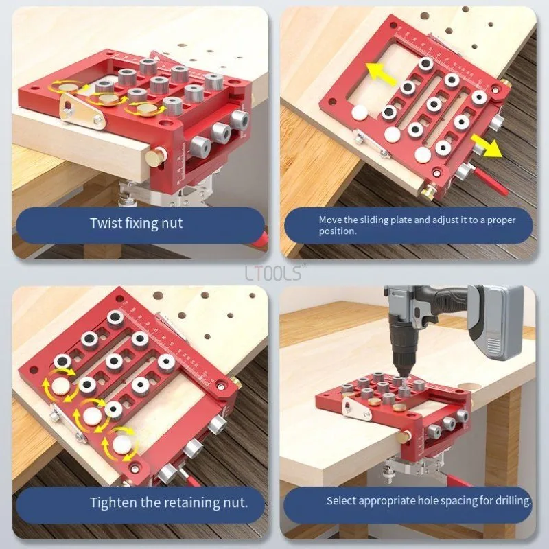 Heavy Duty Punching Locator Woodworking 3-in-1 Hinge Positioning Puncher Multifunctional Furniture Connector Punching DIY Tools - Image 5