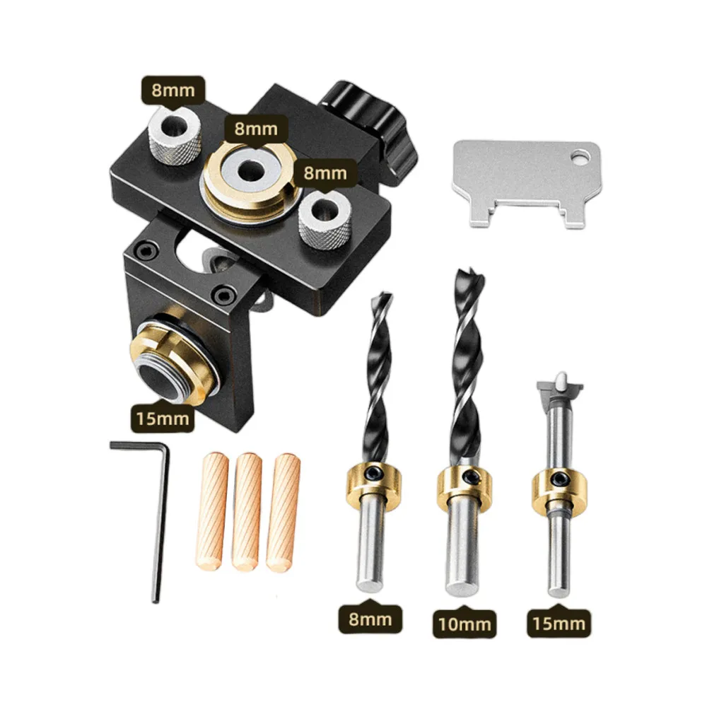 Woodworking 3 In 1 Doweling Jig Kit -Adjustable Wood Dowel Punch Locator Aluminum Pocket Hole Jig, Cabinet Hole Drill Guide Tool - Image 14