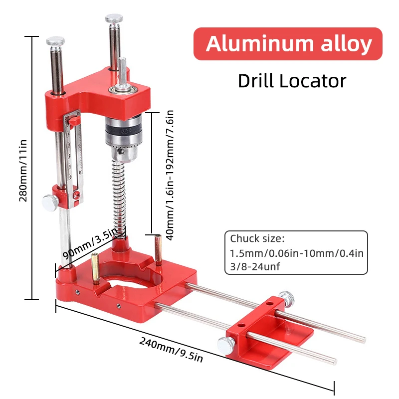 Woodworking Drill Locator Drilling Jig Punch Locator Holder Drill Guide Fixture with Scale Precise Positioner Woodworking Tool - Image 3